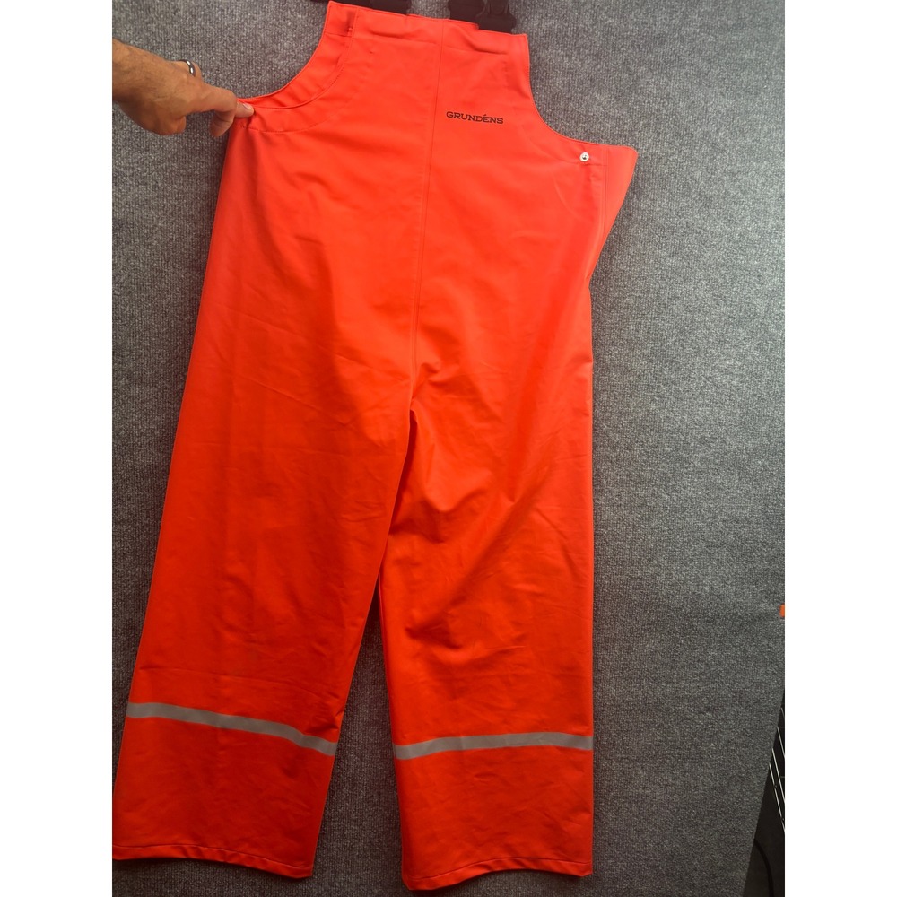 Grundens Bib Overalls Kids 12YRS Orange Reflective Waterproof Fishing Pants